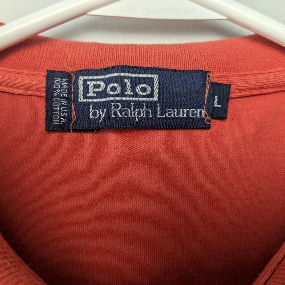 VINTAGE Polo Ralph Lauren Men Polo Shirt Made In USA 100% Cotton Size L - Picture 5 of 8